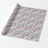 Kawaii Smiling Hearts Gradient LOVE Pattern Geschenkpapier (Ungerollt)