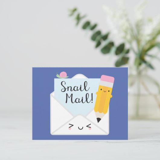 Kawaii Snail Mail Postkarte (Stehend Vorderseite)