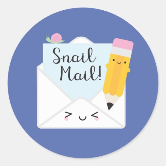 Kawaii Snail Mail Runder Aufkleber (Vorderseite)