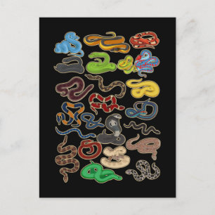 Kawaii Snake Collage Niedlich Reptil Postkarte