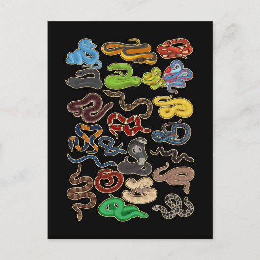 Kawaii Snake Collage Niedlich Reptil Postkarte (Vorderseite)