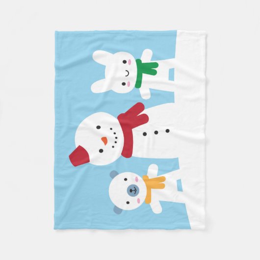 Kawaii Snow Day with Bunny & Bear Fleecedecke (Vorderseite)