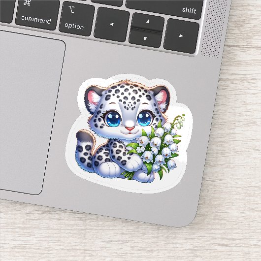 Kawaii Snow Leopard Urcat Anime Stickers Aufkleber (Detail)
