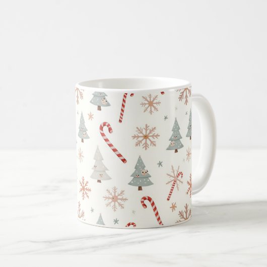 Kawaii-Snowflakes-Muster Kaffeetasse (VorderseiteRechts)