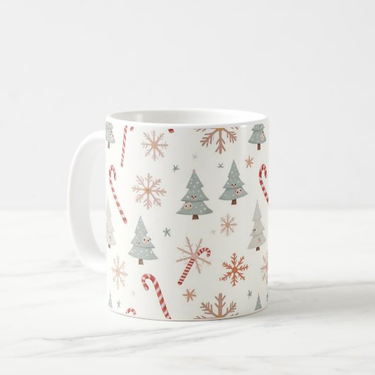 Kawaii-Snowflakes-Muster Kaffeetasse (Vorderseite Links)