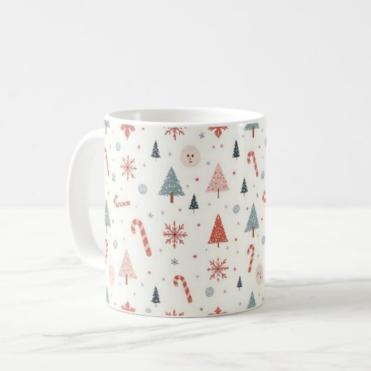 Kawaii-Snowflakes-Muster Kaffeetasse (Vorderseite Links)