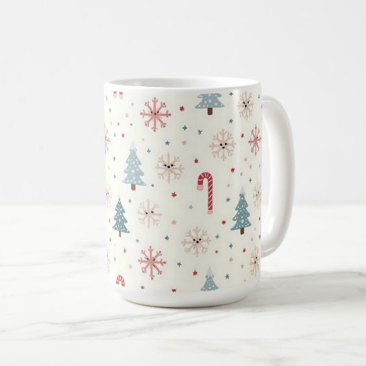 Kawaii-Snowflakes-Muster Kaffeetasse (VorderseiteRechts)