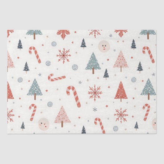 Kawaii-Snowflakes-Muster Seidenpapier (Vorderseite)