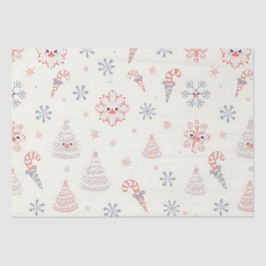 Kawaii-Snowflakes-Muster Seidenpapier (Vorderseite)