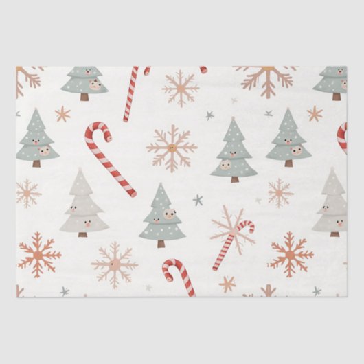 Kawaii-Snowflakes-Muster Seidenpapier (Vorderseite)
