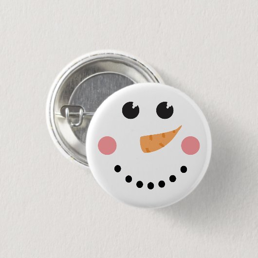 Kawaii Snowman Face mit Karottennase Button (Vorne & Hinten)