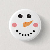 Kawaii Snowman Face mit Karottennase Button (Vorderseite)