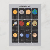 Kawaii Solar System 2026 Kalender Postkarte (Vorderseite)