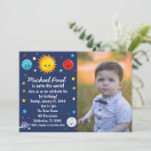 Kawaii Solar System außerhalb dieser Welt Geburtst Einladung (Stehend Vorderseite)