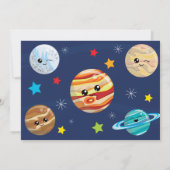 Kawaii Solar System außerhalb dieser Welt Geburtst Einladung (Rückseite)