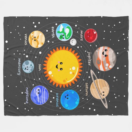 Kawaii Solarsystems-Fleecedecke Fleecedecke (Vorderseite (Horizontal))