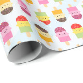 Kawaii Sommer-Eis-Lutschbonbons/Popsicles Geschenkpapier (Rolleneckpunkt)