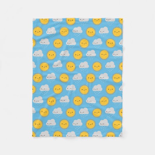 Kawaii Sonne & Regen Fleecedecke (Vorderseite)
