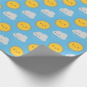 Kawaii Sonne & Regen Geschenkpapier (Ecke)