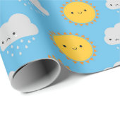 Kawaii Sonne & Regen Geschenkpapier (Rolleneckpunkt)