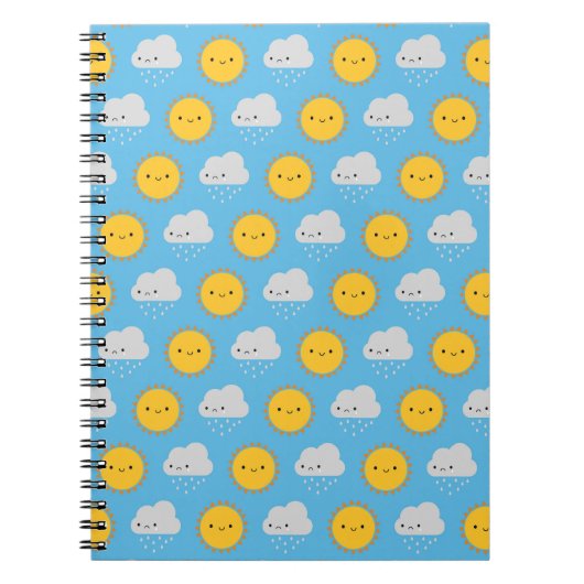 Kawaii Sonne & Regen Notizblock (Vorderseite)