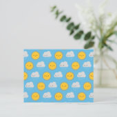 Kawaii Sonne & Regen Postkarte (Stehend Vorderseite)