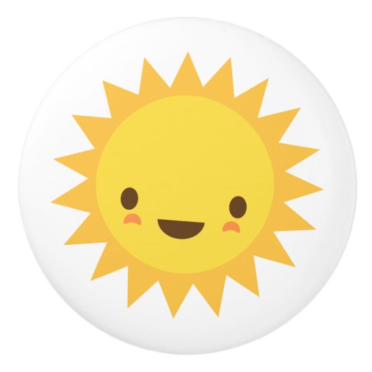 Kawaii Sonne-Türgriff - niedlicher Entwurf für Keramikknauf (Vorderseite)