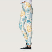 Kawaii-Sonne- und Mondmuster - Whimsikfarben Leggings (Links)