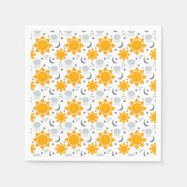 Kawaii Sonnen, Monde und Wolken Serviette