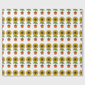 Kawaii Sonnenblume Pflanze in einem Topf Geschenkpapier (Flach)