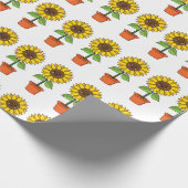 Kawaii Sonnenblume Pflanze in einem Topf Geschenkpapier (Ecke)
