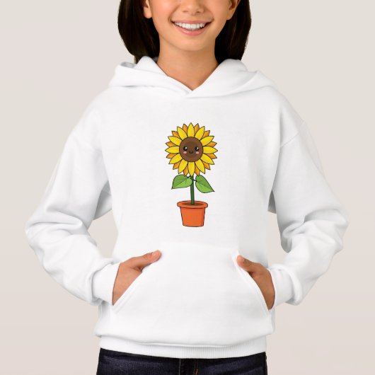 Kawaii Sonnenblume Pflanze in einem Topf Hoodie (Vorderseite)