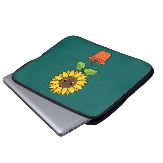 Kawaii Sonnenblume Pflanze in einem Topf Laptopschutzhülle (Vorne Knopf)