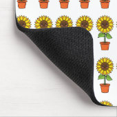 Kawaii Sonnenblume Pflanze in einem Topf Mousepad (Ecke)