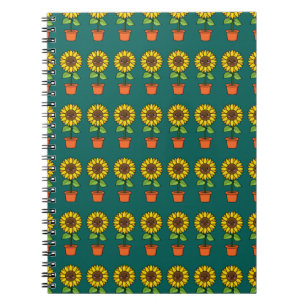 Kawaii Sonnenblume Pflanze in einem Topf Notizblock