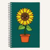 Kawaii Sonnenblume Pflanze in einem Topf Notizblock (Vorderseite)