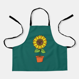 Kawaii Sonnenblume Pflanze in einem Topf Schürze