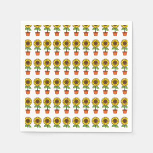 Kawaii Sonnenblume Pflanze in einem Topf Serviette