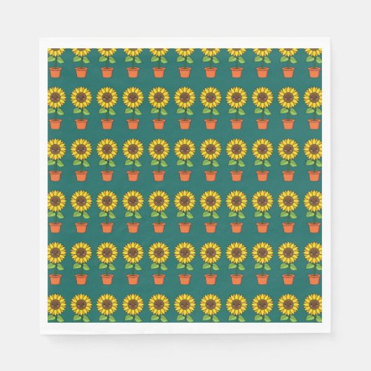 Kawaii Sonnenblume Pflanze in einem Topf Serviette (Vorderseite)