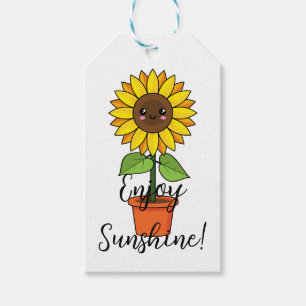 Kawaii Sonnenblume Pflanze in einem Topf Text hi Geschenkanhänger