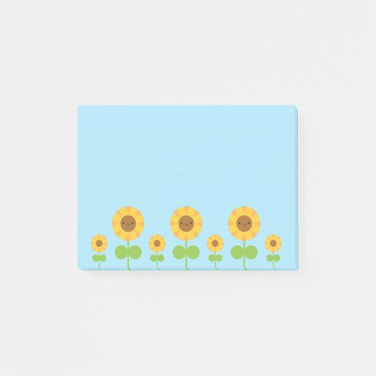 Kawaii Sonnenblumen Post-it Klebezettel (Vorderseite)