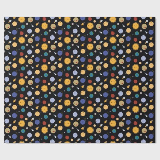 Kawaii Sonnensystem Geschenkpapier (Flach)