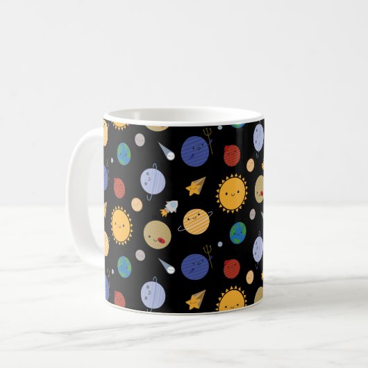 Kawaii Sonnensystem Kaffeetasse (Vorderseite Links)