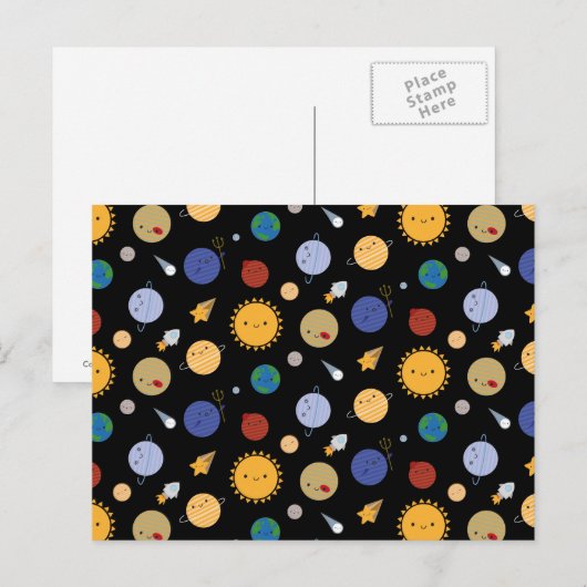 Kawaii Sonnensystem Postkarte (Vorne/Hinten)