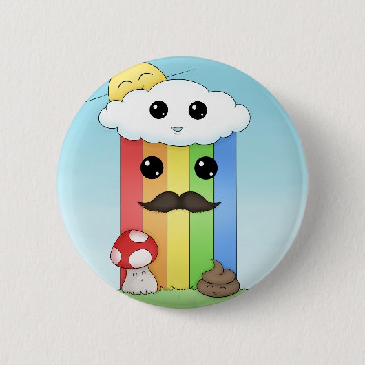 Kawaii sonniger Tag Button (Vorderseite)