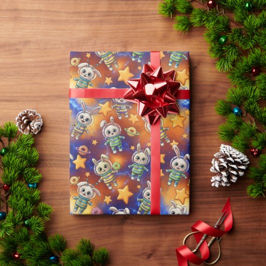 Kawaii Space Bunnies & Donuts Galactic Pattern Geschenkpapier (Feiertagsgeschenk)