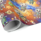 Kawaii Space Bunnies & Donuts Galactic Pattern Geschenkpapier (Rolleneckpunkt)