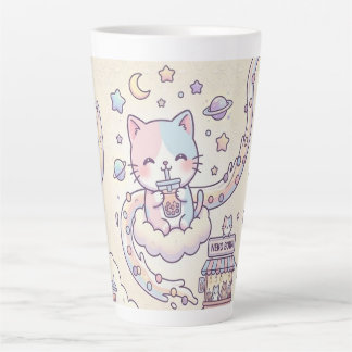 Kawaii Space Cat Drinking Boba Latte Mug Milchtasse