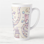 Kawaii Space Cat Drinking Boba Latte Mug  Milchtasse (Rechts)