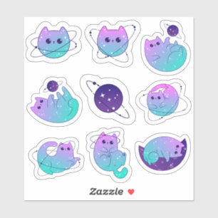 Kawaii Space Planet Kitty Vinyl Stickers Aufkleber